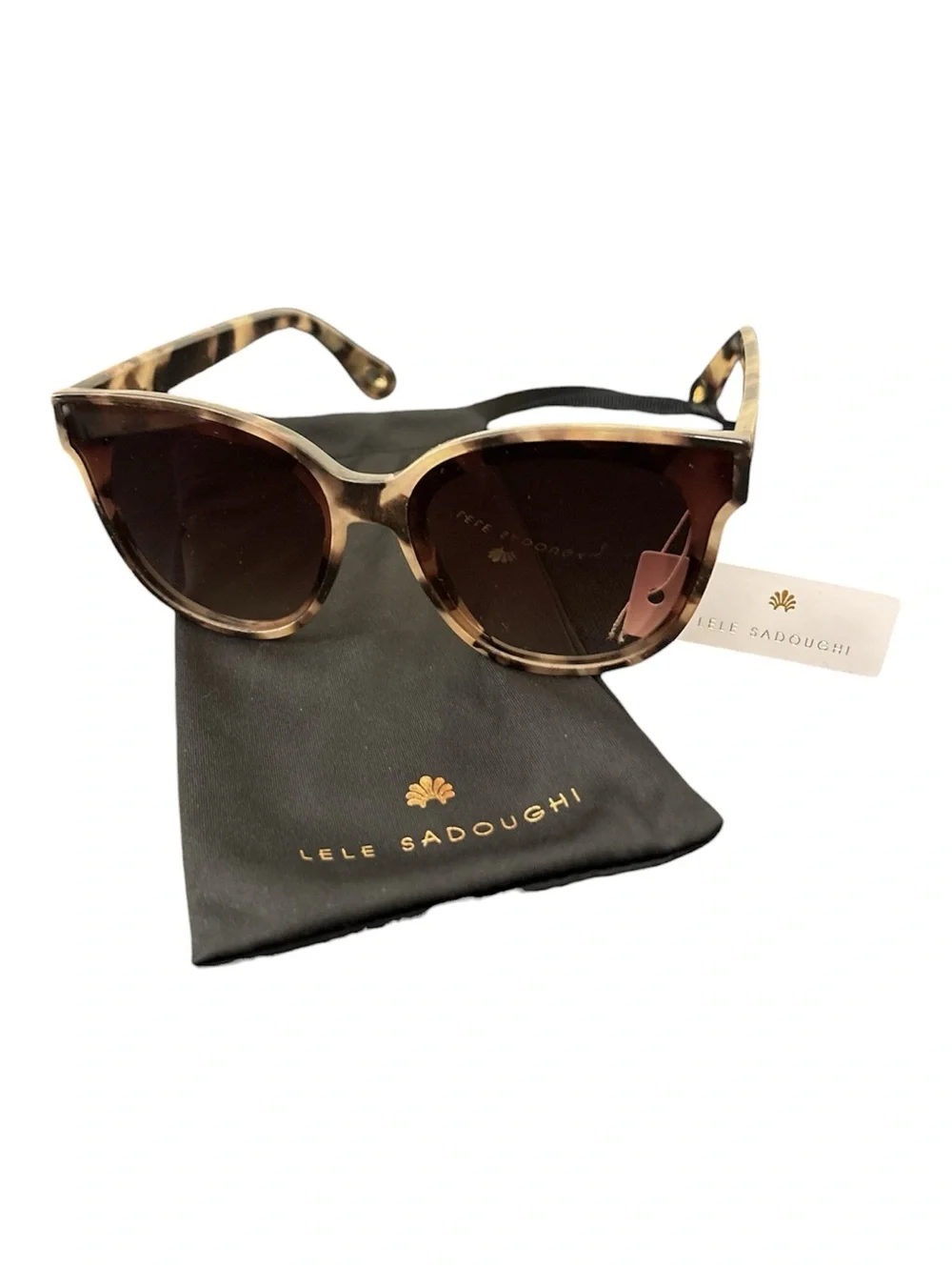 Lele Sadoughi Brooklyn Classic Tortoise Oversized Sunglasses w/ Dust Bag NWT